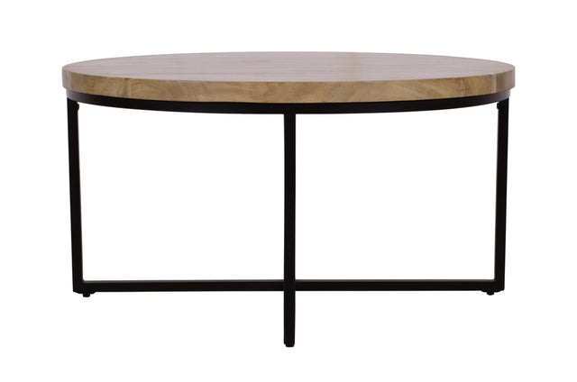 Ames Natural/Black Round Cocktail Table - Ornate Home