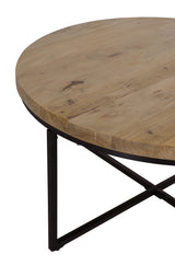 Ames Natural/Black Round Cocktail Table - Ornate Home