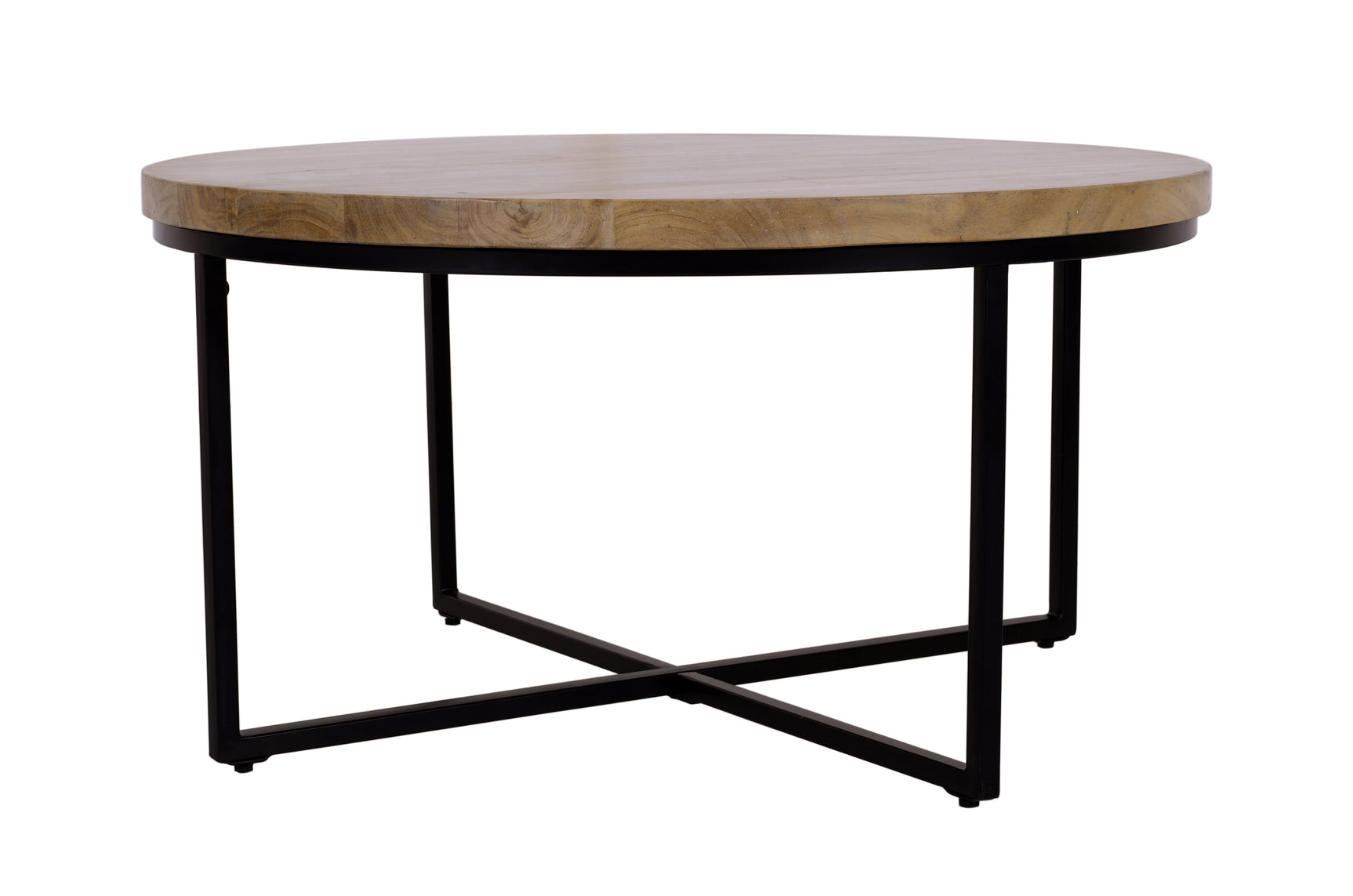 Ames Natural/Black Round Cocktail Table - Ornate Home