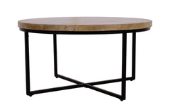 Ames Natural/Black Round Cocktail Table - Ornate Home