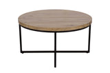 Ames Natural/Black Round Cocktail Table - Ornate Home