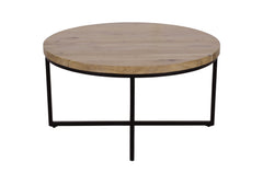 Ames Natural/Black Round Cocktail Table - Ornate Home