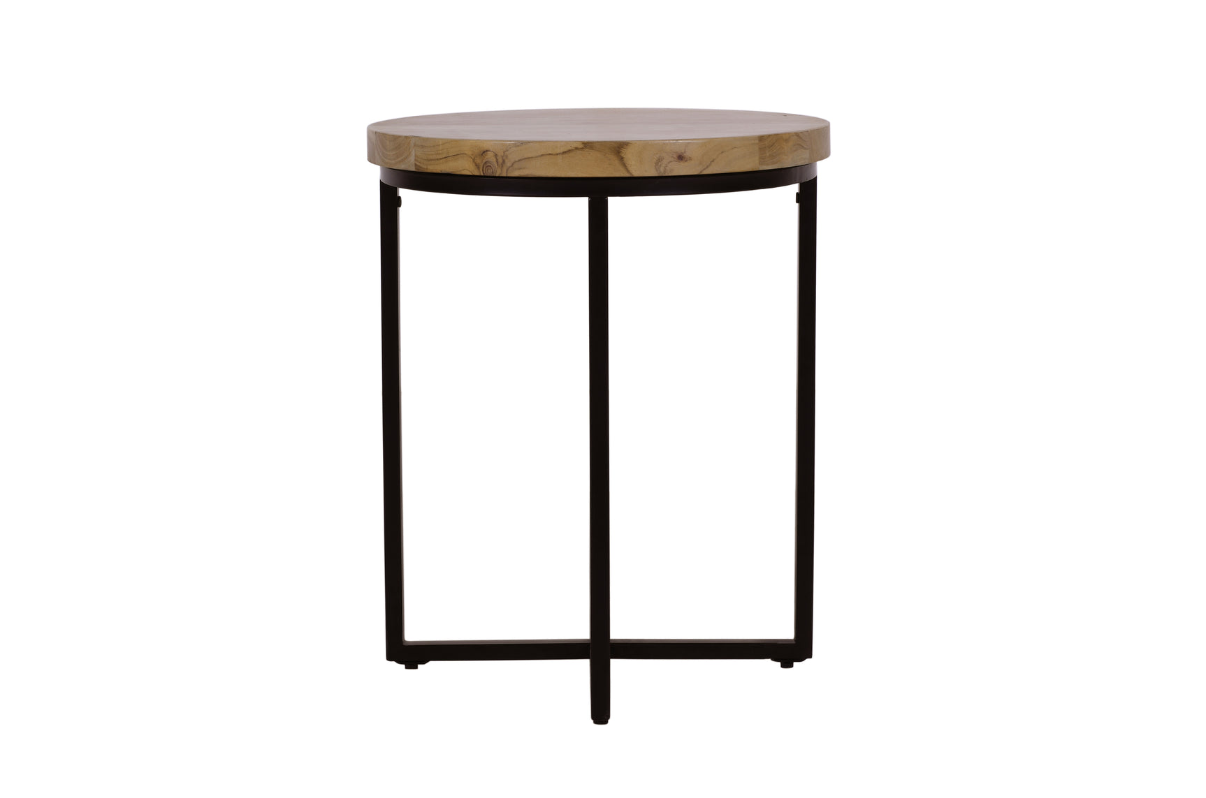 Ames Natural/Black Round End Table - Ornate Home