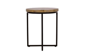 Ames Natural/Black Round End Table - Ornate Home