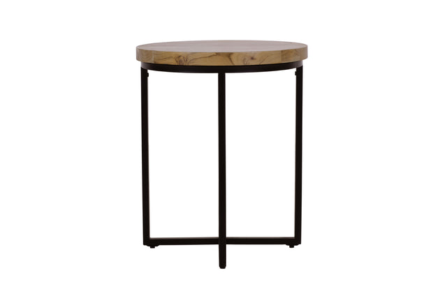 Ames Natural/Black Round End Table - Ornate Home