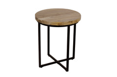 Ames Natural/Black Round End Table - Ornate Home