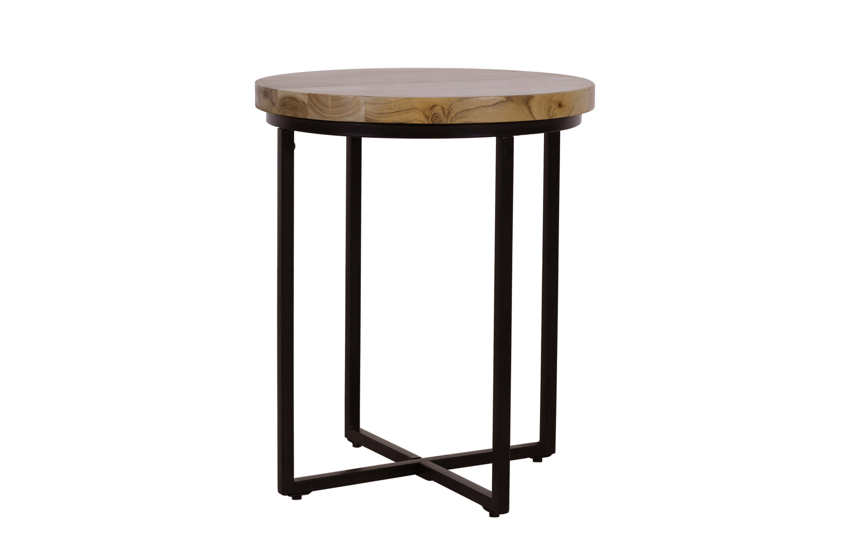 Ames Natural/Black Round End Table - Ornate Home