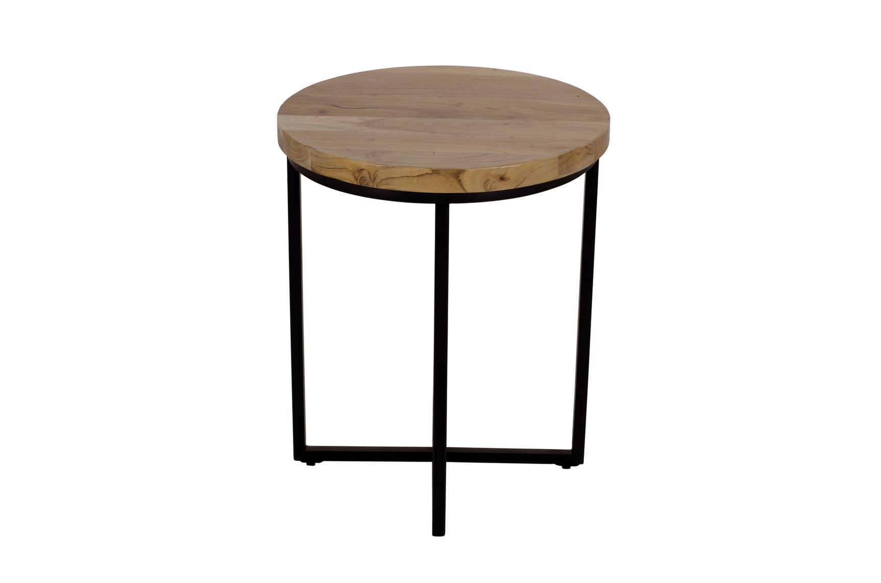 Ames Natural/Black Round End Table - Ornate Home