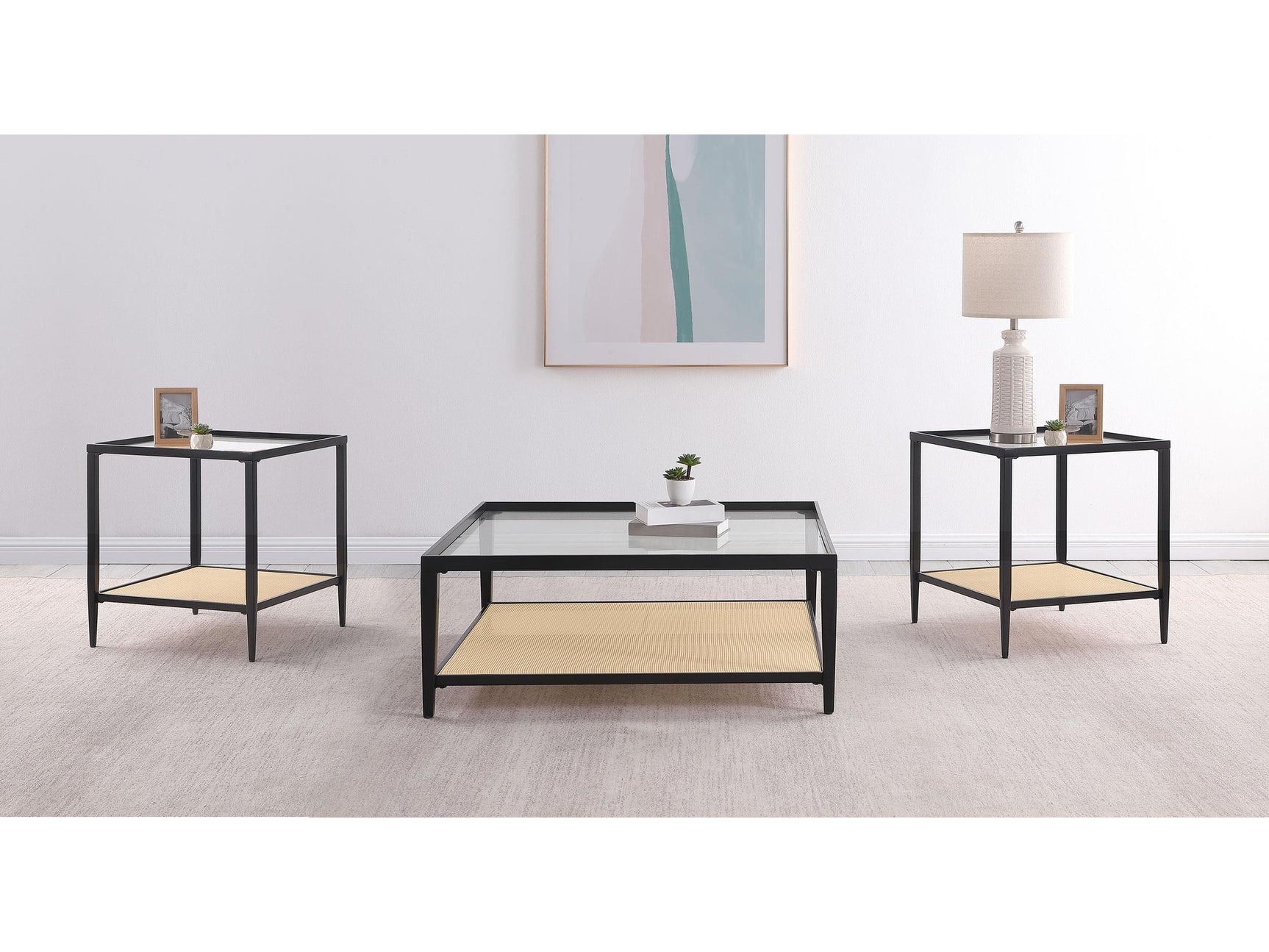 Amherst Black 3-piece Coffee and End Table Set - Ornate Home