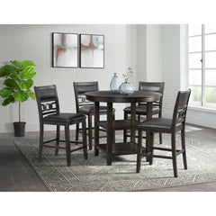 Amherst Walnut 5-Piece Counter Height Dining Set with Table & Four Faux Leather Side Chairs - Ornate Home