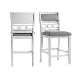 Amherst White Counter Side Chair with Fabric Cushion (Set of 2) - Ornate Home