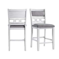 Amherst White Counter Side Chair with Fabric Cushion (Set of 2) - Ornate Home