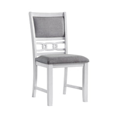 Amherst White Dining Side Chair with Fabric Cushion Side Stretcher (Set of 2) - Ornate Home