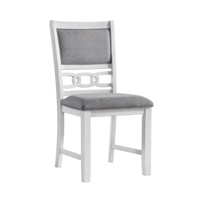 Amherst White Dining Side Chair with Fabric Cushion Side Stretcher (Set of 2) - Ornate Home