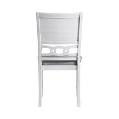 Amherst White Dining Side Chair with Fabric Cushion Side Stretcher (Set of 2) - Ornate Home