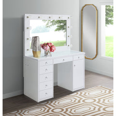 Amia White Vanity Set with Lightbulbs - Ornate Home