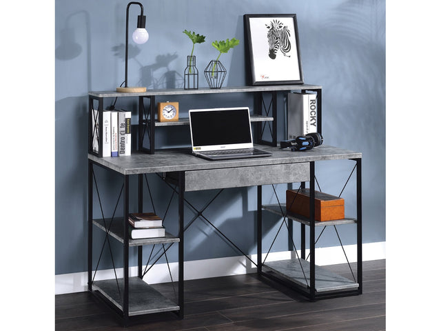 Amiel Faux Concrete & Black Desk - Ornate Home