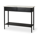 Amika White/Black Marble Top Metal Base Console Table