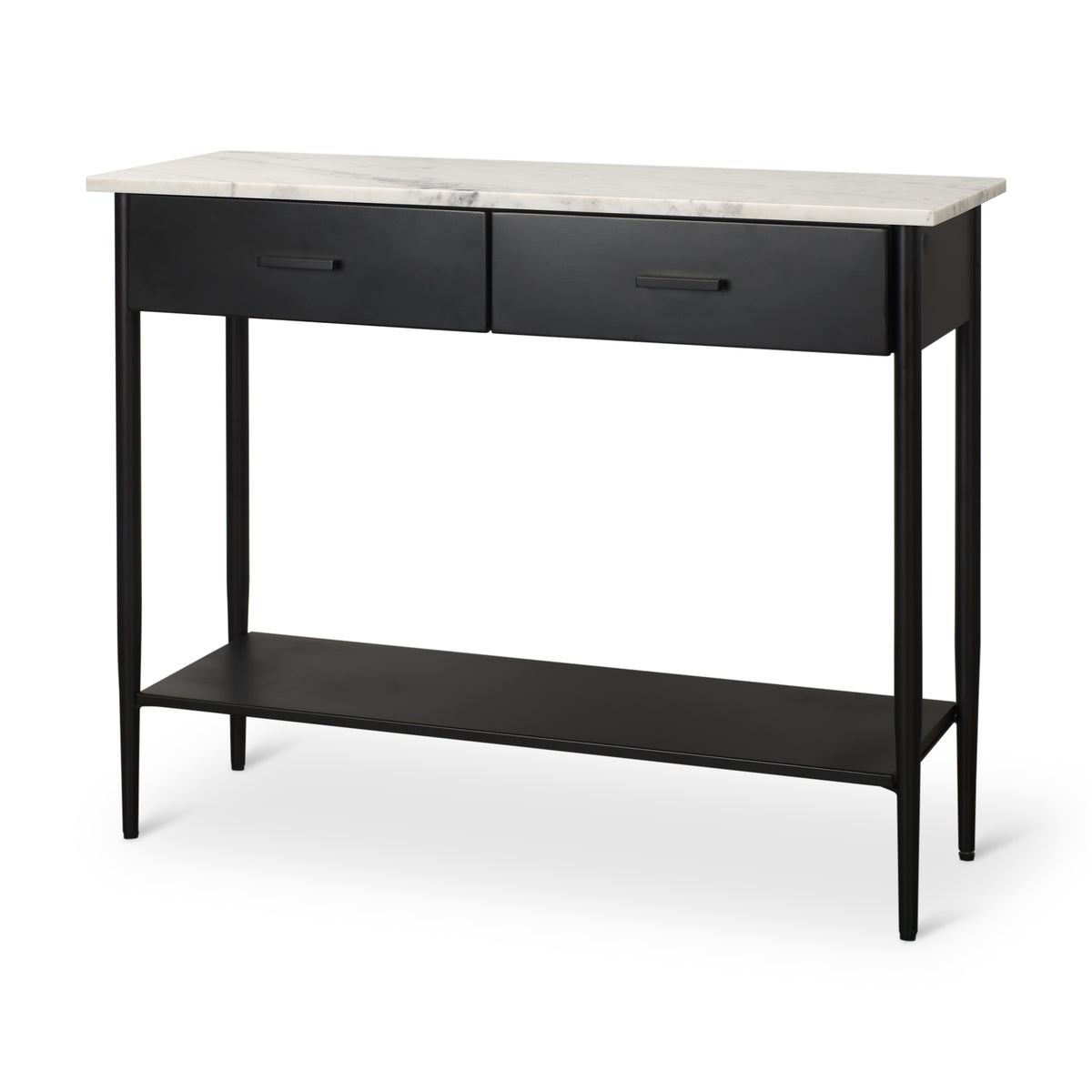 Amika White/Black Marble Top Metal Base Console Table