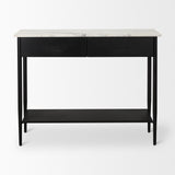Amika White/Black Marble Top Metal Base Console Table