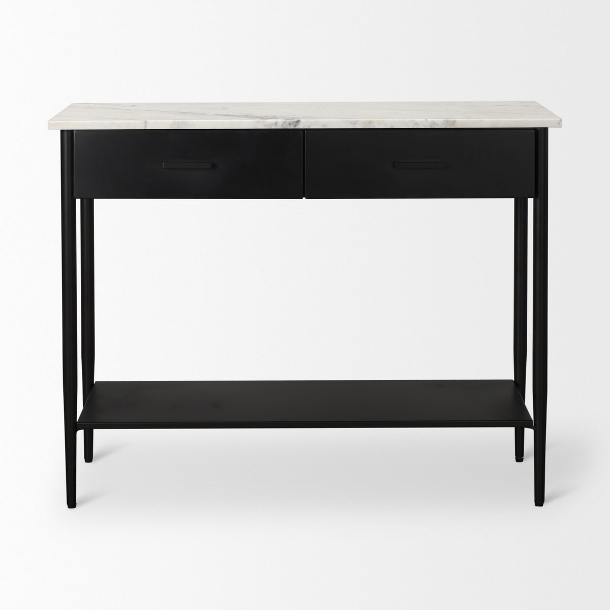Amika White/Black Marble Top Metal Base Console Table