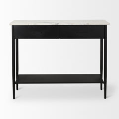 Amika White/Black Marble Top Metal Base Console Table - Ornate Home