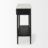 Amika White/Black Marble Top Metal Base Console Table
