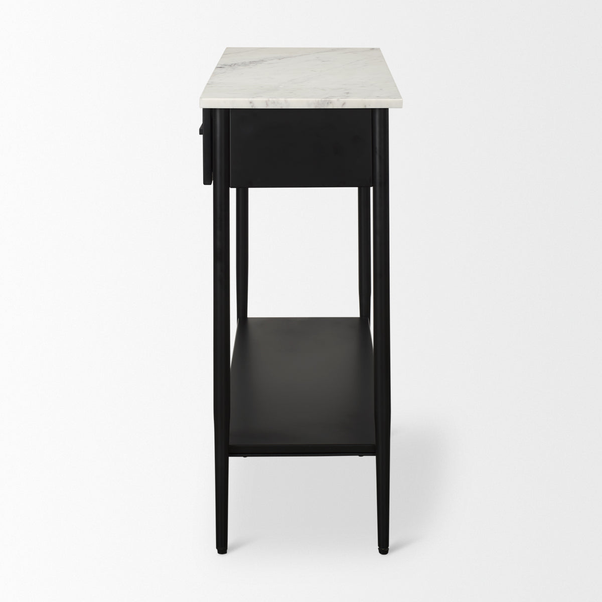 Amika White/Black Marble Top Metal Base Console Table