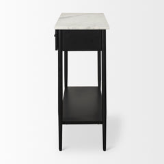 Amika White/Black Marble Top Metal Base Console Table - Ornate Home