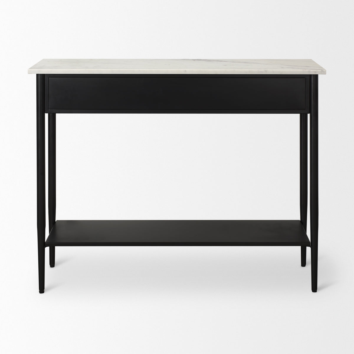 Amika White/Black Marble Top Metal Base Console Table