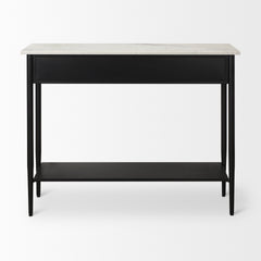 Amika White/Black Marble Top Metal Base Console Table - Ornate Home