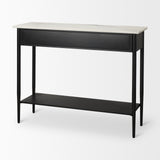 Amika White/Black Marble Top Metal Base Console Table