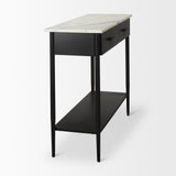 Amika White/Black Marble Top Metal Base Console Table