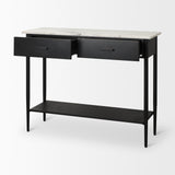 Amika White/Black Marble Top Metal Base Console Table