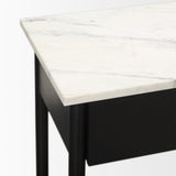 Amika White/Black Marble Top Metal Base Console Table