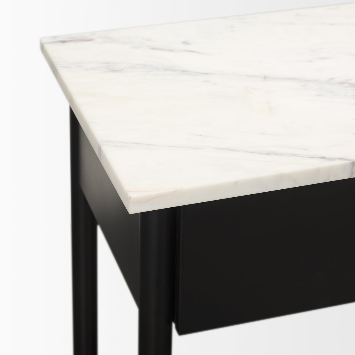 Amika White/Black Marble Top Metal Base Console Table
