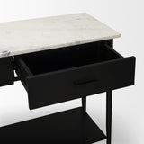 Amika White/Black Marble Top Metal Base Console Table