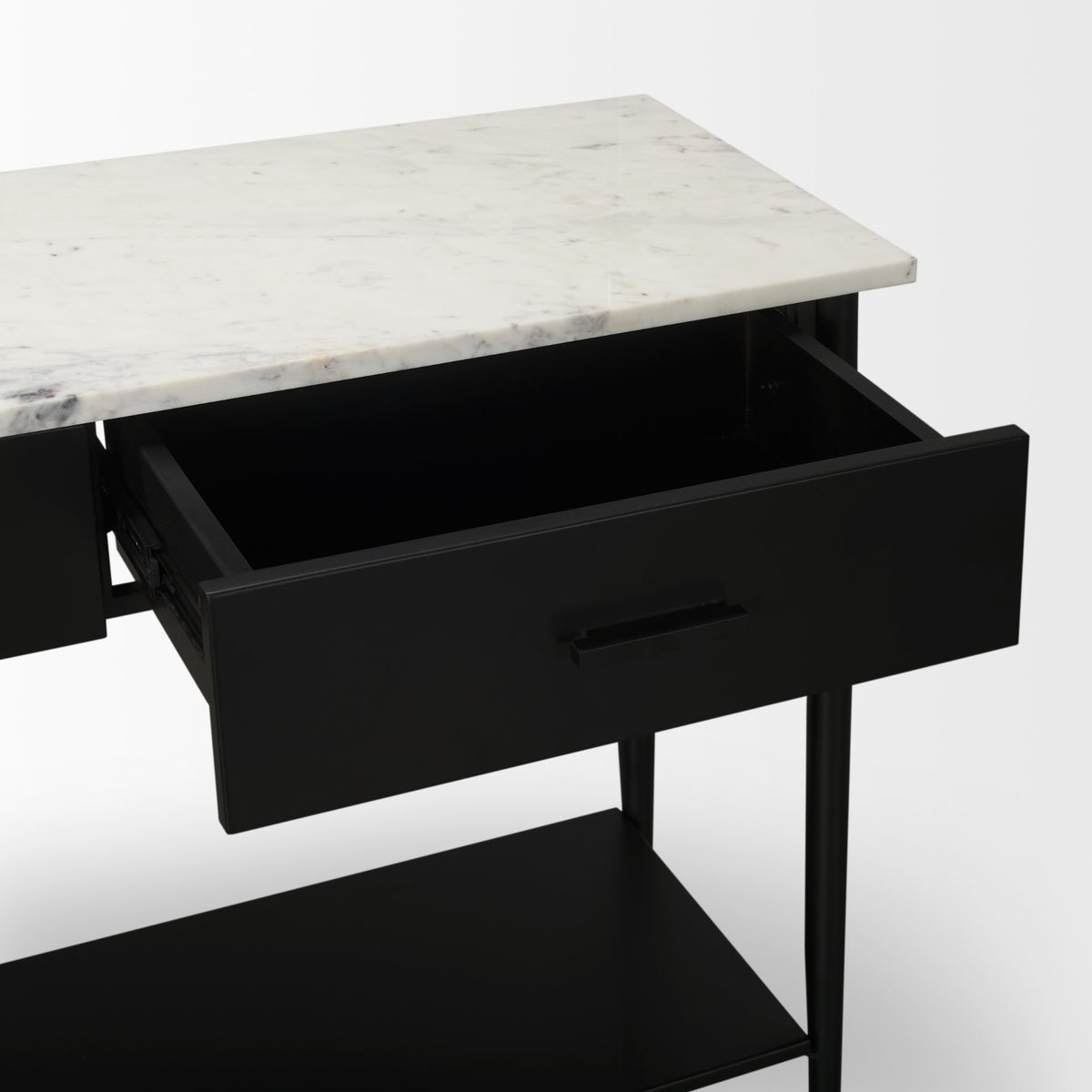 Amika White/Black Marble Top Metal Base Console Table