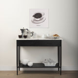 Amika White/Black Marble Top Metal Base Console Table