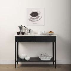 Amika White/Black Marble Top Metal Base Console Table - Ornate Home