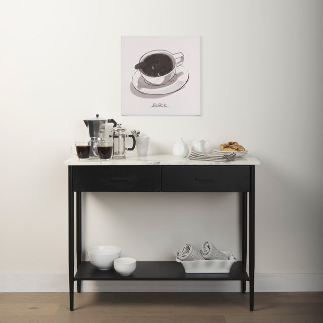 Amika White/Black Marble Top Metal Base Console Table
