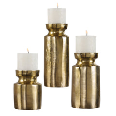Amina Antique Brass Candleholders (Set of 3) - Ornate Home