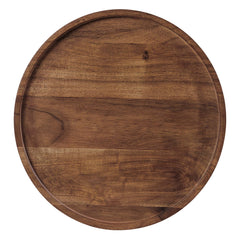 Amina White/Light Oak Round Acacia Wood Side Table - Ornate Home
