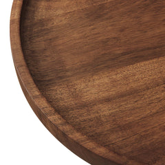 Amina White/Light Oak Round Acacia Wood Side Table - Ornate Home