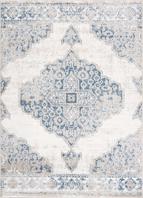 Amir Blue Medallion Area Rug - Ornate Home