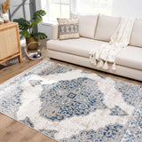 Amir Blue Medallion Area Rug - Ornate Home
