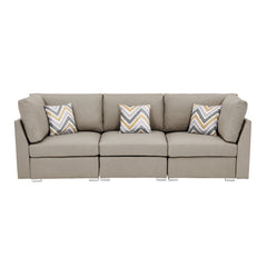Amira Beige 95.3"W Fabric Sofa - Ornate Home
