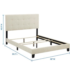 Amira Beige Upholstered Fabric King Bed - Ornate Home