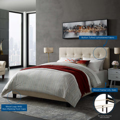 Amira Beige Upholstered Fabric King Bed - Ornate Home