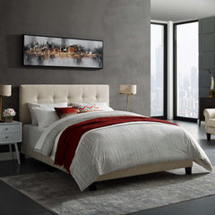 Amira Beige Upholstered Fabric Queen Bed - Ornate Home